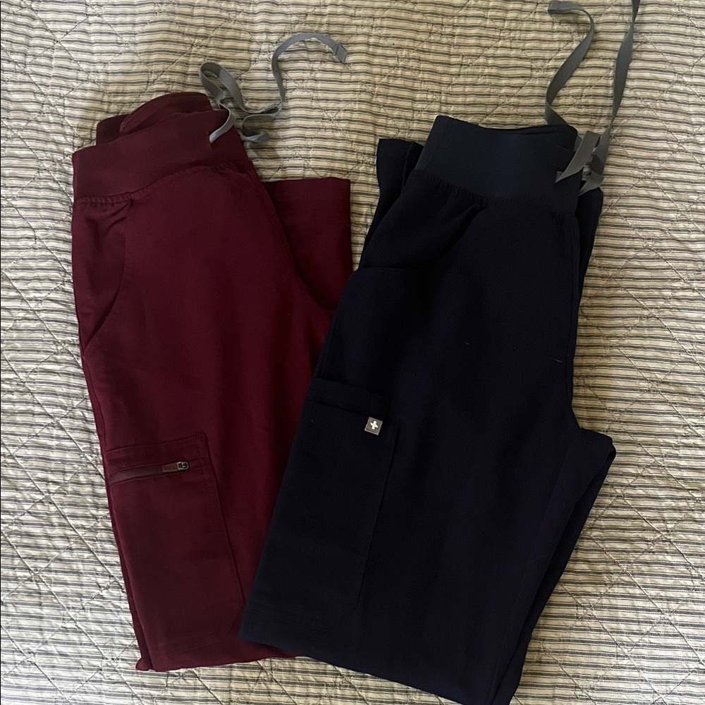 Figs Women's Burgundy and Navy Scrub Bottoms